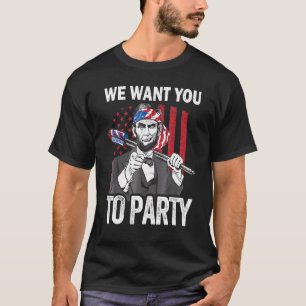 Abraham Lincoln 4th Of July American Usa Flag T-Shirt