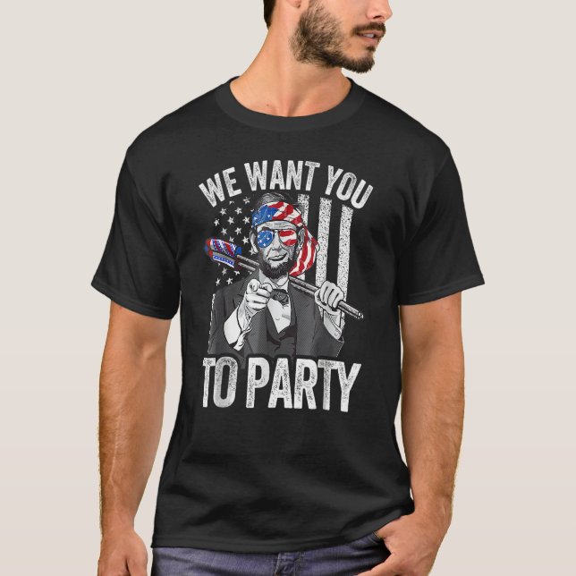 Abraham Lincoln 4th Of July Men American USA Flag T-Shirt (Front)