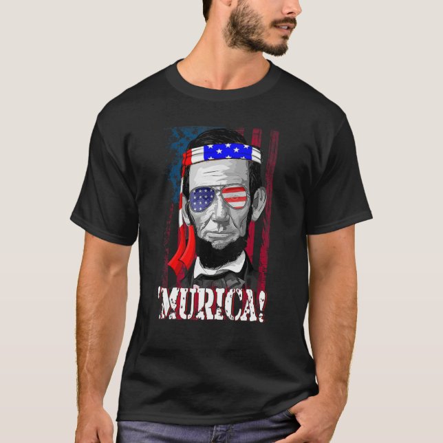 Abraham Lincoln 4th Of July Men Women American Fla T-Shirt (Front)
