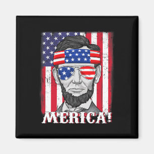 Abraham Lincoln 4th Of July Merica American Flag B Magnet