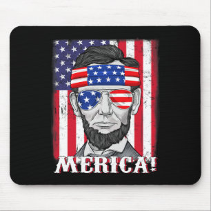 Abraham Lincoln 4th Of July Merica American Flag B Mouse Pad