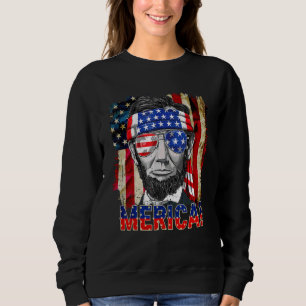 Abraham Lincoln 4th Of July Merica American Flag M Sweatshirt