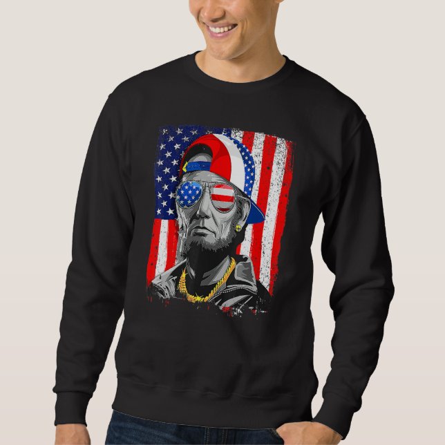 Abraham Lincoln 4th Of July Merica American Flag Sweatshirt (Front)