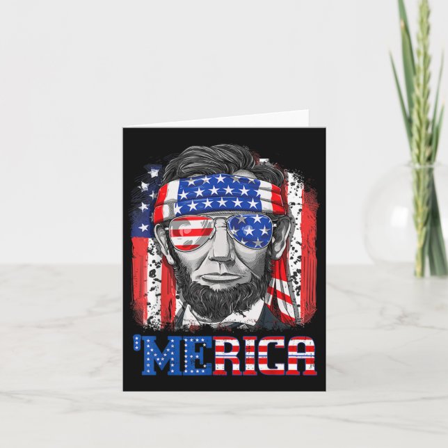 Abraham Lincoln 4th Of July Merica Men Women Ameri Card (Front)