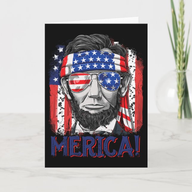 Abraham Lincoln 4th Of July Merica Men Women Ameri Card (Front)