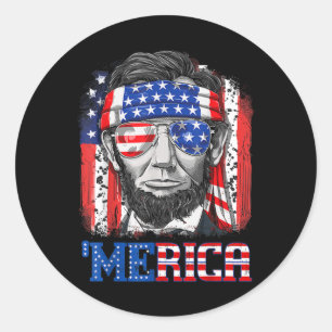 Abraham Lincoln 4th Of July Merica Men Women Ameri Classic Round Sticker