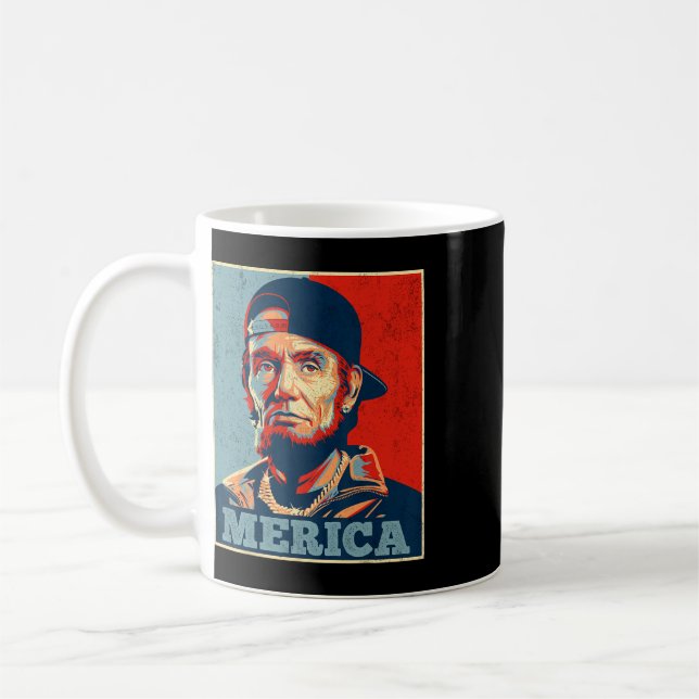 Abraham Lincoln 4th Of July Merica Men Women Ameri Coffee Mug (Left)