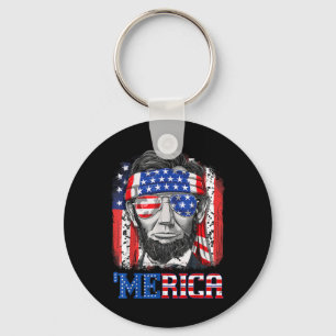 Abraham Lincoln 4th Of July Merica Men Women Ameri Key Ring