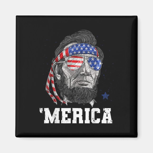 Abraham Lincoln 4th Of July Merica Men Women Ameri Magnet (Front)