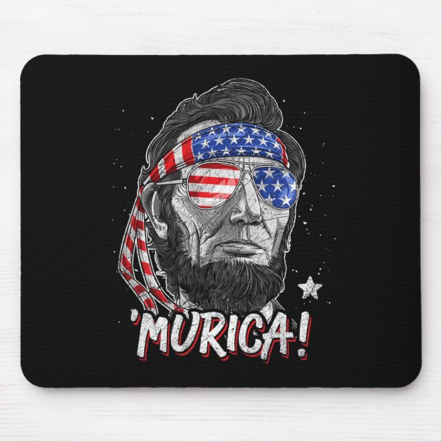Abraham Lincoln 4th Of July Murica Men Women Ameri Mouse Pad (Front)