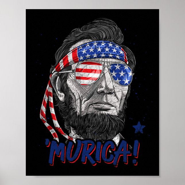 Abraham Lincoln 4th Of July Murica Men Women Ameri Poster (Front)