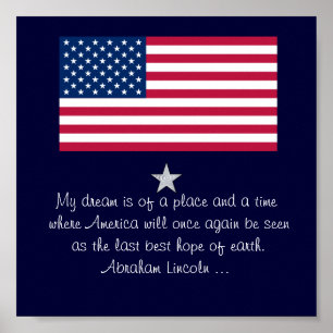 Abraham Lincoln 4th of July quote Flag Poster