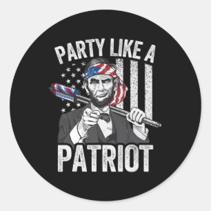 Abraham Lincoln 4th Of July Shirt Men American Usa Classic Round Sticker