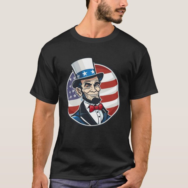 Abraham Lincoln 4th Of July US Flag Patriot T-Shirt (Front)