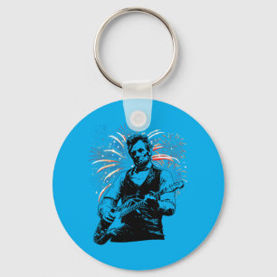 Abraham Lincoln Abe Lincoln Playing Guitar Retro Key Ring