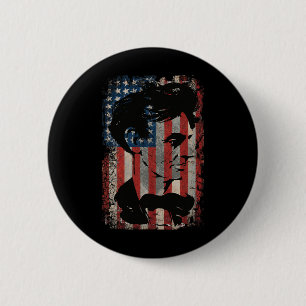Abraham Lincoln American Usa Flag 4th Of July Gift 6 Cm Round Badge
