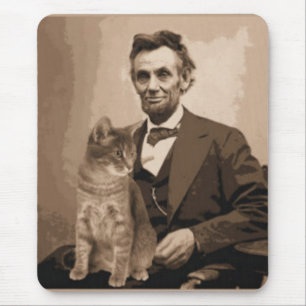 Abraham Lincoln and his cat "Dixie" Mouse Pad