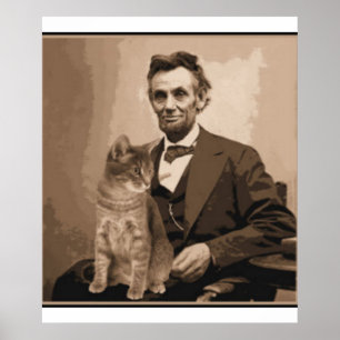 Abraham Lincoln and his cat "Dixie" Poster