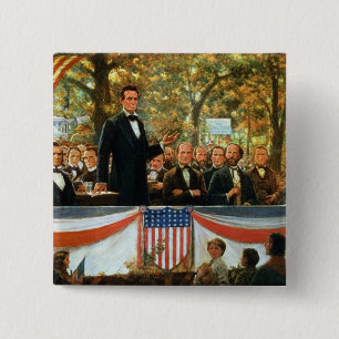 Abraham Lincoln and Stephen A. Douglas 15 Cm Square Badge