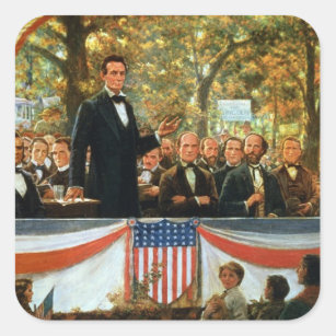 Abraham Lincoln and Stephen A. Douglas Square Sticker
