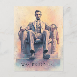 Abraham Lincoln and Washington D.C. Travel Postcard