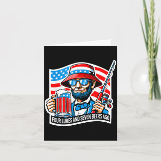 Abraham lincoln angler four lures and seven beers card