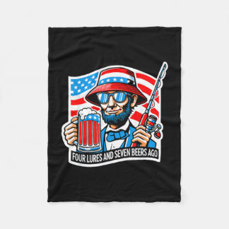 Abraham lincoln angler four lures and seven beers fleece blanket