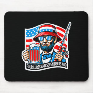 Abraham lincoln angler four lures and seven beers mouse pad