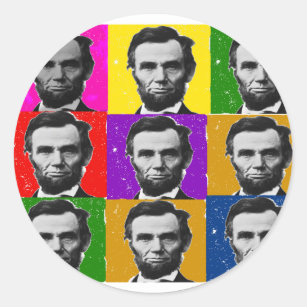 Abraham Lincoln Art Gifts---Unique 9 Photos Classic Round Sticker
