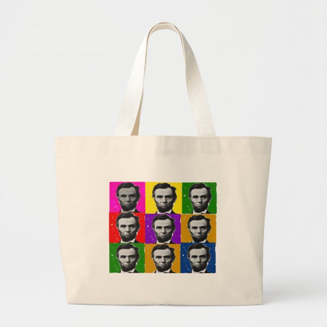 Abraham Lincoln Art Gifts---Unique 9 Photos Large Tote Bag (Front)