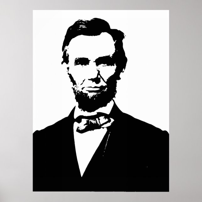 Abraham Lincoln, black and white vector drawing Poster (Front)