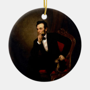 Abraham Lincoln by George Peter Alexander Healy Ceramic Tree Decoration