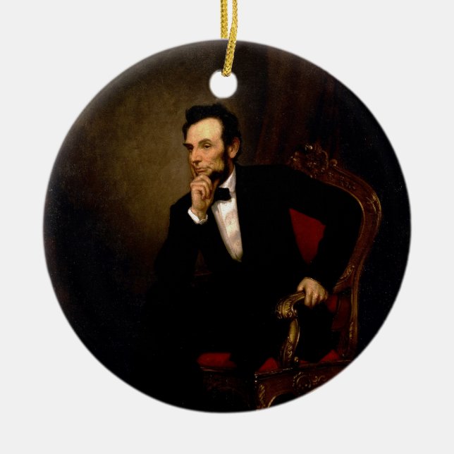 Abraham Lincoln by George Peter Alexander Healy Ceramic Tree Decoration (Front)