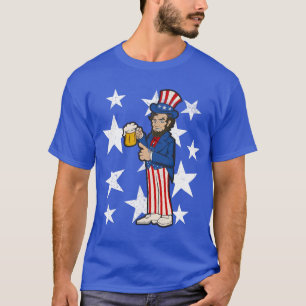 Abraham Lincoln Drinking A Beer Funny 4th of July  T-Shirt