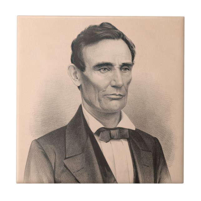 Abraham Lincoln Elected President 1860 Lithograph Ceramic Tile (Front)