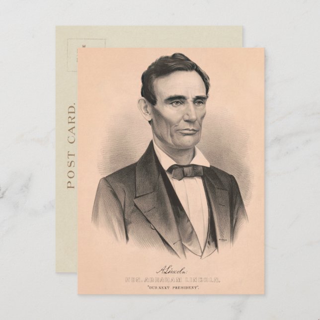Abraham Lincoln Elected President 1860 Lithograph Postcard (Front/Back)