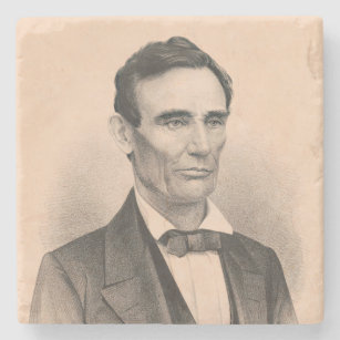 Abraham Lincoln Elected President 1860 Lithograph Stone Coaster