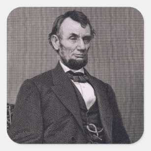 Abraham Lincoln, engraved from a photograph by Wil Square Sticker