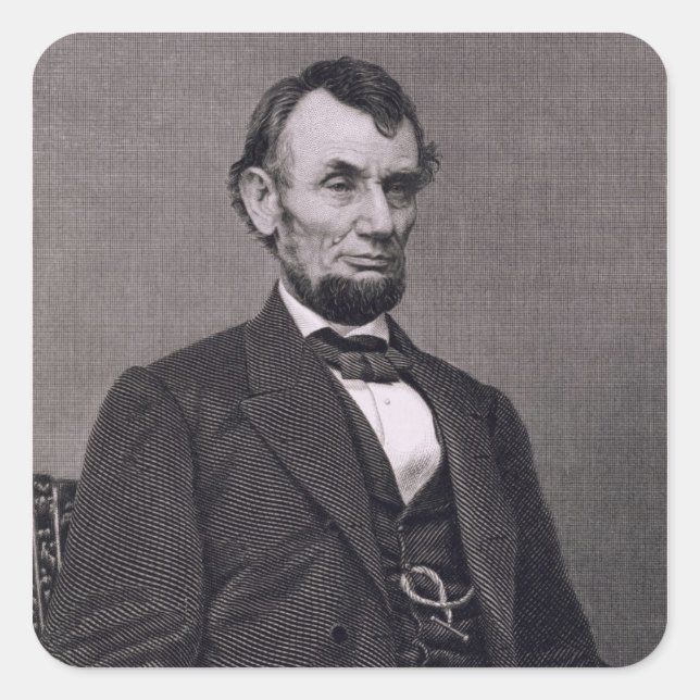 Abraham Lincoln, engraved from a photograph by Wil Square Sticker (Front)