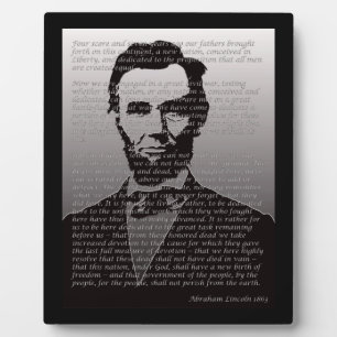 Abraham Lincoln  & Gettysburg Address Plaque