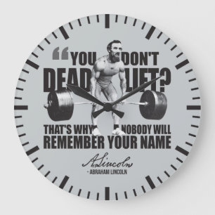 Abraham Lincoln Gym Humour - Deadlift Large Clock