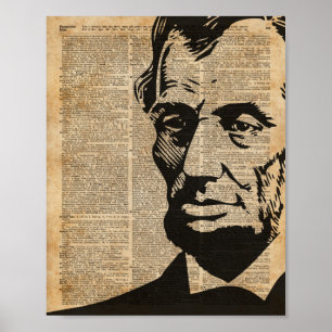 Abraham Lincoln Historical Vintage Dictionary Art Poster