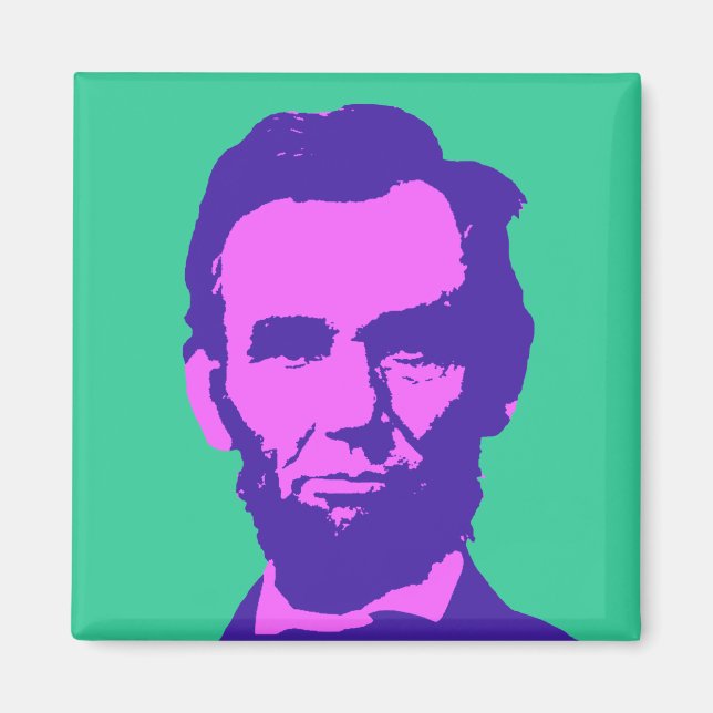 Abraham Lincoln in Pop Art Pink & Purple Magnet (Front)
