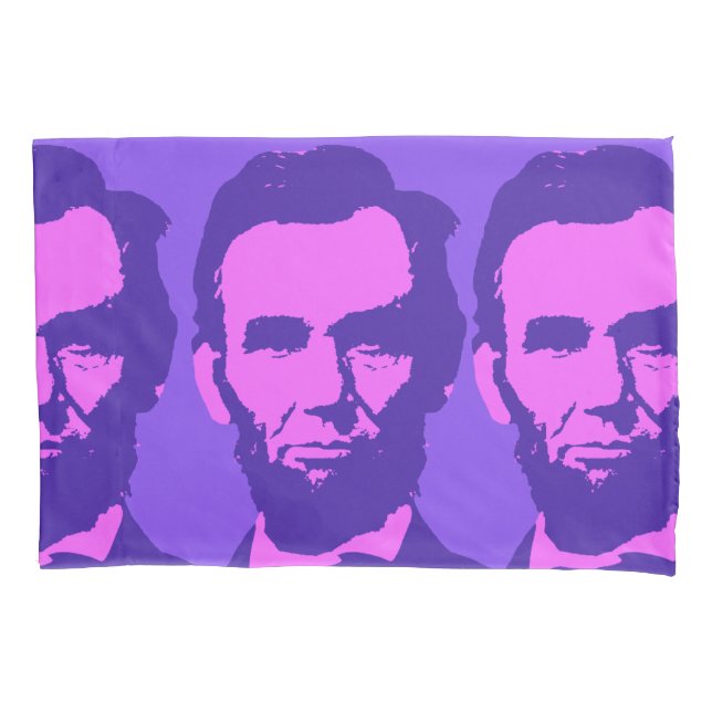 Abraham Lincoln in Pop Art Pink & Purple Pillowcase (Front)
