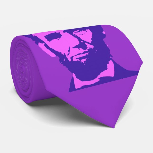 Abraham Lincoln in Pop Art Pink & Purple Tie (Rolled)