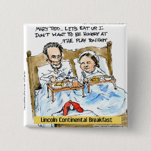 Abraham Lincoln & Mary Todd Breakfast In Bed 15 Cm Square Badge