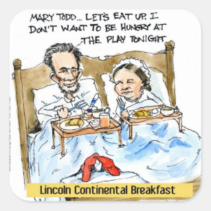 Abraham Lincoln & Mary Todd Breakfast In Bed Square Sticker