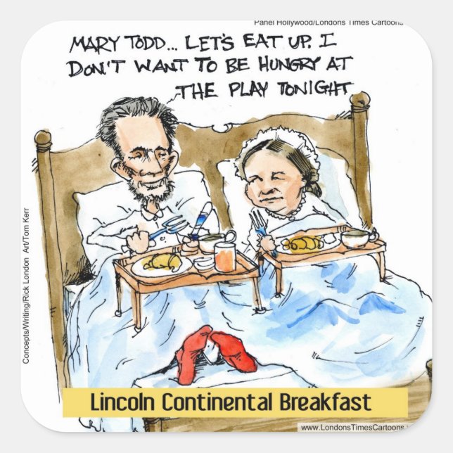 Abraham Lincoln & Mary Todd Breakfast In Bed Square Sticker (Front)