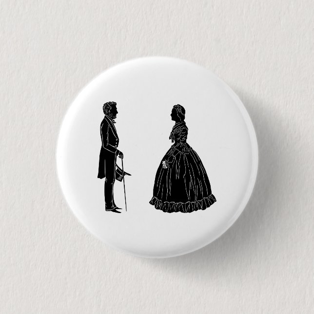 abraham lincoln mary todd lincoln silhouette 3 cm round badge (Front)