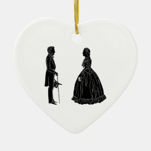abraham lincoln mary todd lincoln silhouette ballo ceramic ornament